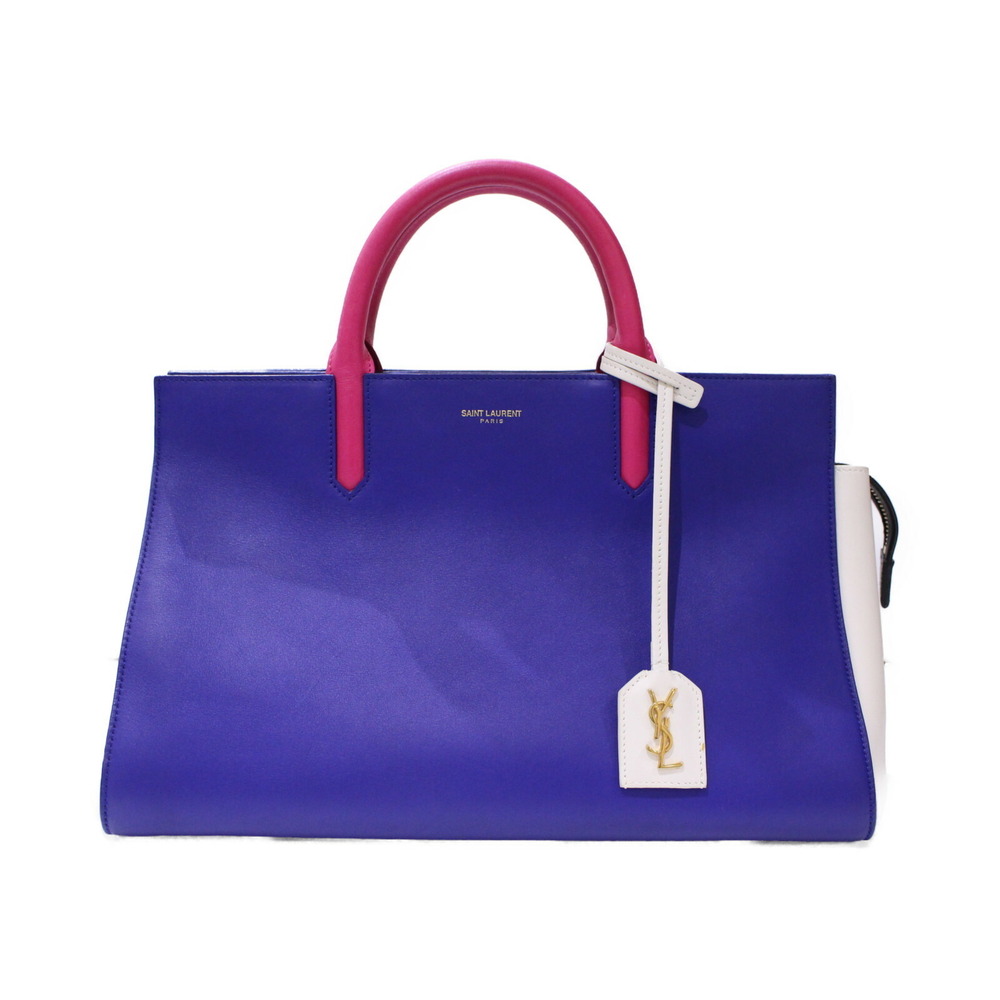 SAINT LAURENT Cavalive Gauche leather handbag blue pink white bag